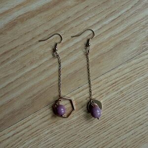 Elegant Gold and Pink Dangle Earrings